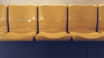 A row of yellow seats